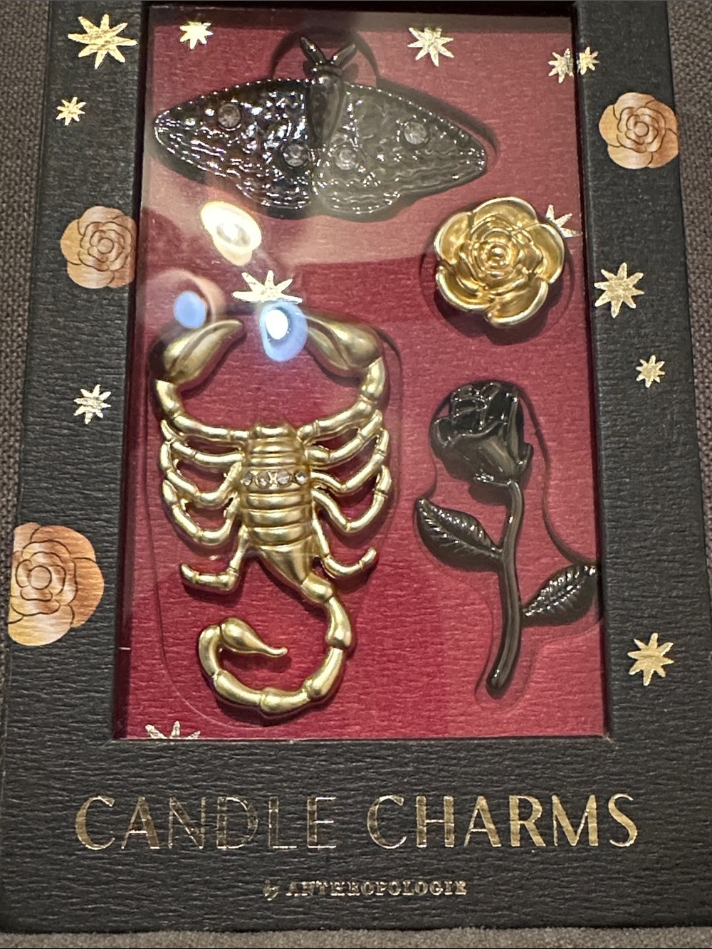 Anthropologie Gold & Black Gothic Candle Charm Set